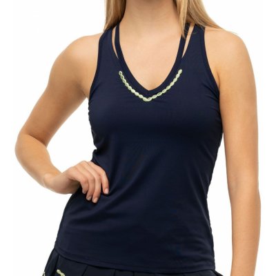 Lucky in Love Laser Embroidered Performance Apparel Lurex V neck Cutout Tank midnight – Zboží Mobilmania