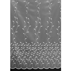 Mantis tylová záclona 527/601 vyšívané popínavé lístky, s bordurou, bílá, výška 230cm ( v metráži)