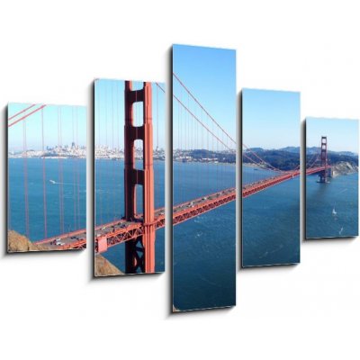 Obraz pětidílný 5D - 150 x 100 cm - San Francisco - Golden Gate Bridge san francisco golden gate bridge karetní hra bridge karetní hra – Zboží Mobilmania