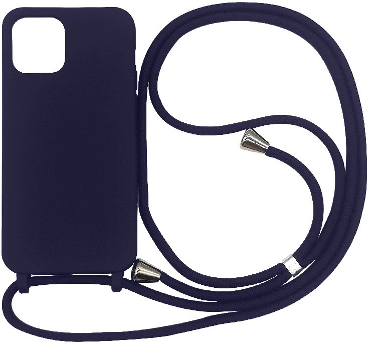 Pouzdro SES Gumové ochranné se šňůrkou na krk Apple iPhone 15 Pro - tmavě modré