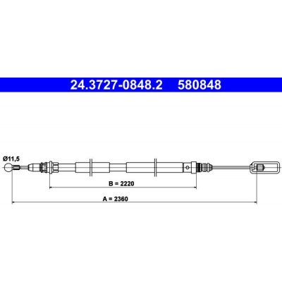Lanko ruční brzdy ATE 24.3727-0848 (AT 580848) – Sleviste.cz