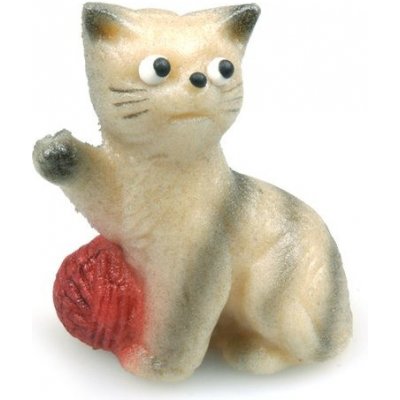 Kočička s klubíčkem - marcipánová figurka na dort - Frischmann