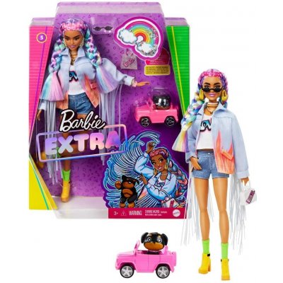 Barbie Sběratelská s copánky a pejskem v autě