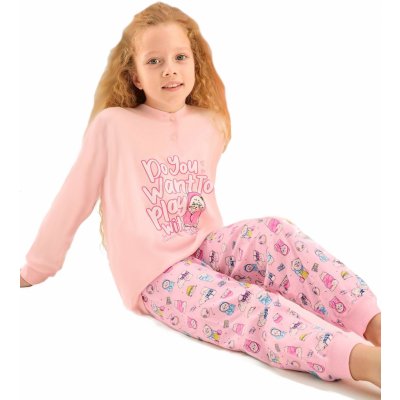 Dívčí pyžamo u krku Stylistka pejsků F růžová