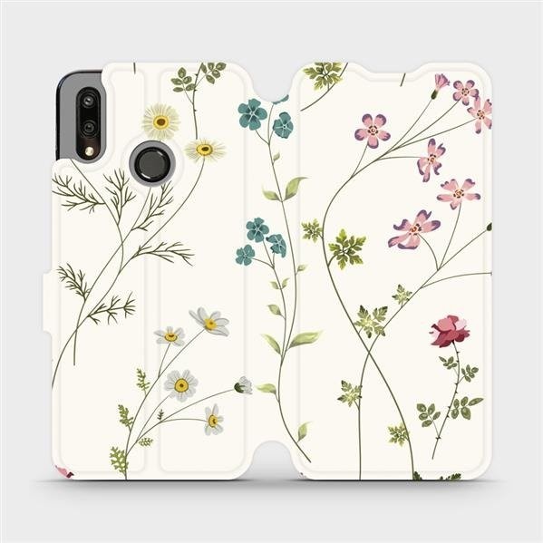 Pouzdro Mobiwear parádní flip Huawei P Smart 2019 - MD03S Tenké rostlinky s květy