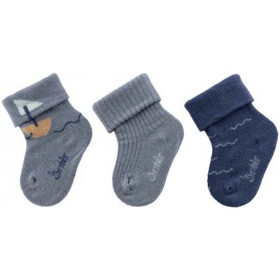 Sterntaler Kojenecké ponožky 3 páry Loď Grey Blue – Sleviste.cz