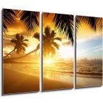 Obraz 3D třídílný - 105 x 70 cm - sunset on the beach of caribbean sea západ slunce na pláži karibského moře – Sleviste.cz