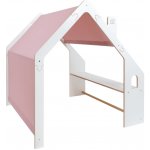 MeowBaby Bílý dřevěný domeček pro děti Růžová střecha – Zboží Dáma