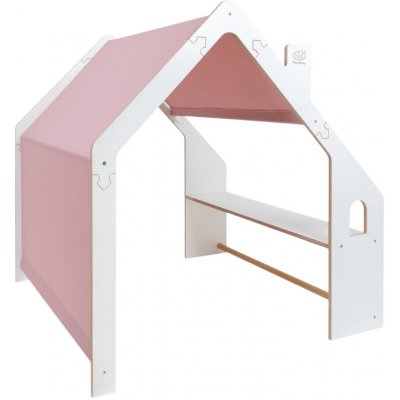 MeowBaby Bílý dřevěný domeček pro děti Růžová střecha – Zboží Dáma