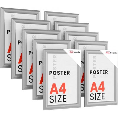 Allboards KPL10_FRAME_A4S Plakátový rám A4 – Uzamykatelný stříbrný Klip rám - sada 10 kusů – Hledejceny.cz