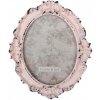Klasický fotorámeček Růžový oválný fotorámeček s úmyslným odřením – 12x15 cm