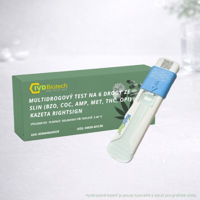 RightSign Multi drogový test na 6 drog BZO,AMP,OPI,COC,MET,THC ze slin 1 ks – Zboží Dáma
