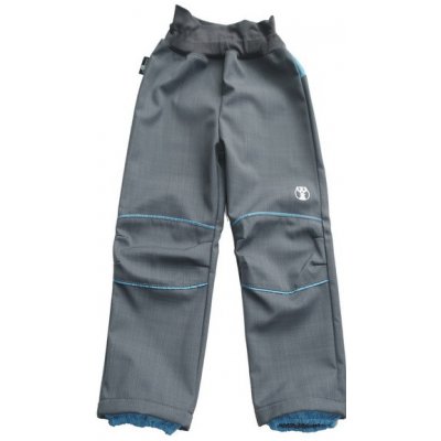 Letní softshellové kalhoty šedo tyrkysové