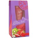 Grace Cole Fruit Works Divine sprchový gel Strawberry & Kiwi 50 ml + mycí houba dárková sada