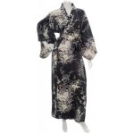 Japonské dámské hedvábné kimono Hana Silk Black dlouhé – Zboží Mobilmania