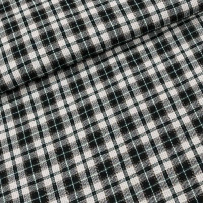 Flanel tkaný / barchet, oboustranný 13, černo-smetanovo-zelené káro, š.150cm (látka v metráži) – Zboží Dáma
