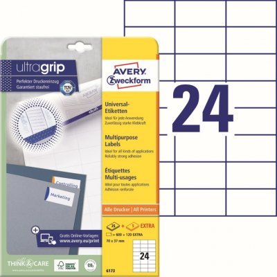 Avery Zweckform 6173 Samolepící etikety 70x37mm 720 ks bílá – Zboží Dáma