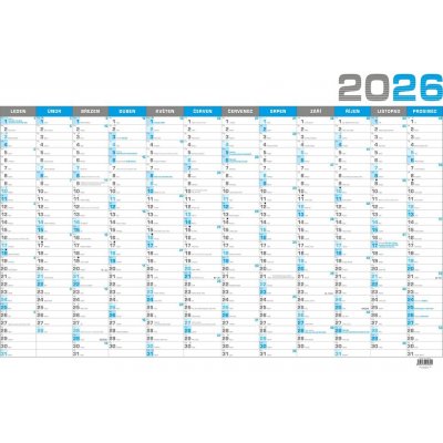nástěnný roční B1 modrý / 67cm x 96,4cm / BKA4-26 2026 – Sleviste.cz