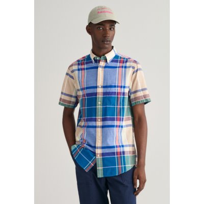 Gant košile reg Indian Madras SS shirt modrá – Zboží Mobilmania