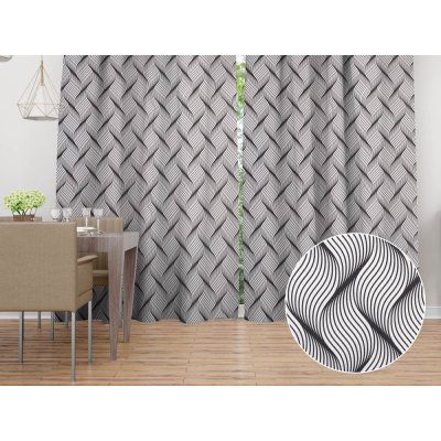 Biante Dekorační závěs PML-042 Černo-bílé vlnění 145x140 cm – Hledejceny.cz