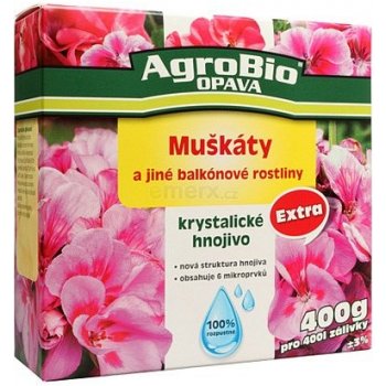 AGROBIO Krystalické hnojivo EXTRA muškáty 400g