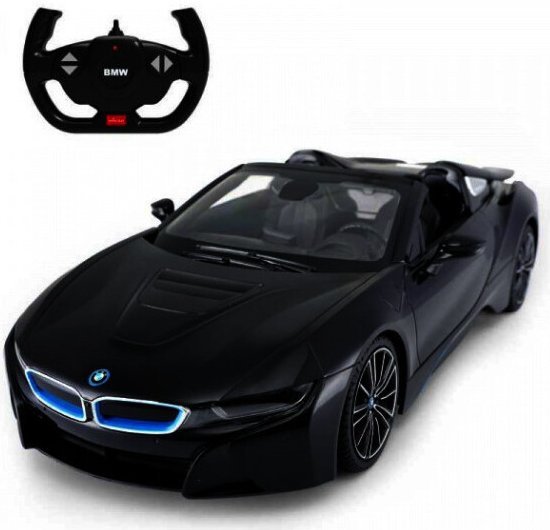 RASTAR BMW i8 Roadster černýmodel Auto na dálkové ovládání + 2,4 GHz dálkové ovládání 1:12