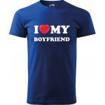 Sablio Tričko s potiskem I love my boyfriend modré – Zboží Dáma