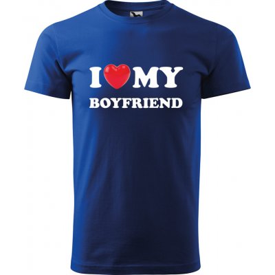 Sablio Tričko s potiskem I love my boyfriend modré – Zboží Dáma