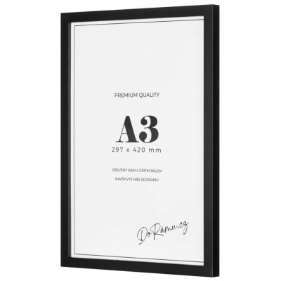 Černý dřevěný rám, 29,7x42cm, A3 – Zboží Mobilmania
