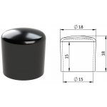 Vnější krytka PVC ø 18 x 18 mm, otvor 15 x 15 mm, černá
