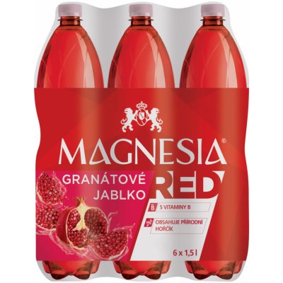 Magnesia Red Granátové jablko jemně perlivá ochucená minerální voda 6 x 1500 ml