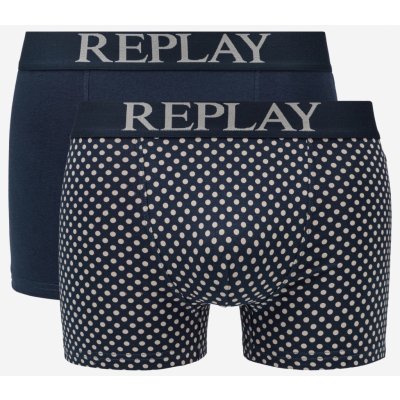 Replay boxerky Boxer Style 7 Cuff Logo&Print 2Pcs Box Dark Blue/Light Grey