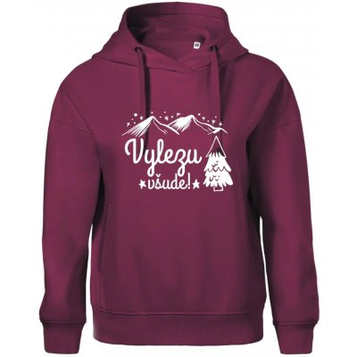 Vylezu všude hory Oversized mikina dámská Moon kratší + širší Fuchsiová – Sleviste.cz