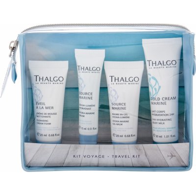 Thalgo Source Marine pro ženy hydratační balzám 20 ml + pleťové sérum 15 ml + čisticí pěna Eveil a la Mer 20 ml + tělové mléko Cold Cream Marine 30 ml + kosmetická taška dárková sada – Zboží Mobilmania