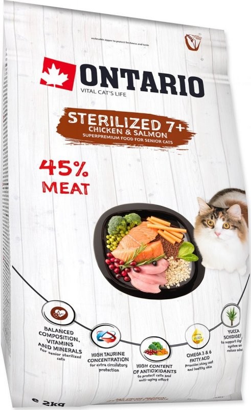 Ontario Cat Fresh Meat Sterilized 7 + Chicken & Salmon 2 kg