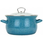 BELIS Smaltovaný hrnec se skleněnou poklicí 24 cm 6,1 l FLOWER 51024-155DDF05 – Zboží Dáma