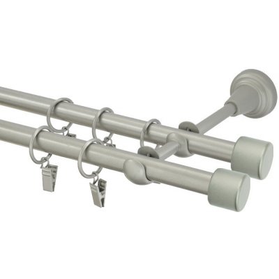GARNÝŽE-HEBR Garnýž Válec double matná stříbrná dvojitá 140 cm – Zboží Mobilmania
