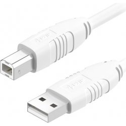 AlzaPower APW-CBUAB100W, LinkCore USB-A to USB-B, 1m, bílý