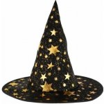 Klobouk čarodějnický + plášť průměr 38cm černo-zlatý v sáčku – Zbozi.Blesk.cz