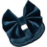 Kojenecká sametová čelenka s mašlí petrolejová – Zboží Mobilmania