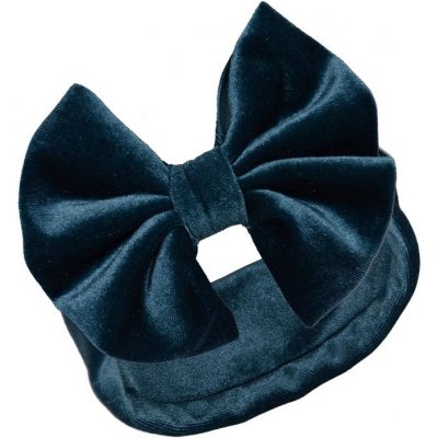Kojenecká sametová čelenka s mašlí petrolejová – Zboží Mobilmania