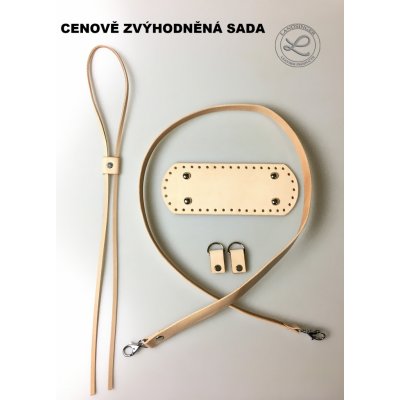 Kožená sada na výrobu kabelky (dno, popruh, poutka, stahovací řemínek ) - přírodní barva – Zbozi.Blesk.cz