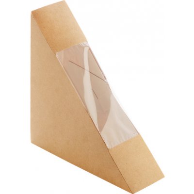 EcoRevolution Obaly Papírový box EKO na sendvič 130x130x40 mm hnědý s okénkem