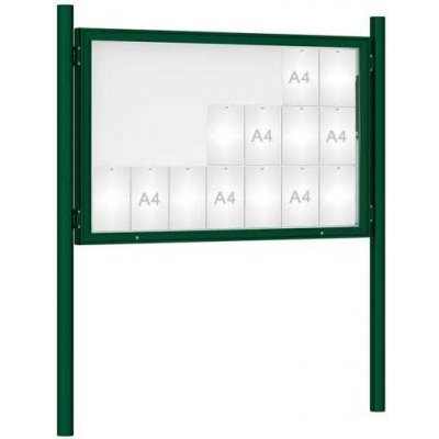 PROCITY Venkovní vitrína model 1000 21 x A4, zelená, včetně sloupků | Zboží Auto