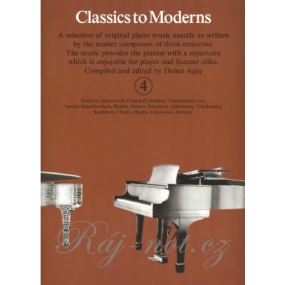 Classics to Moderns 4 brown book 17 skladeb pro mírně pokročilé klavíristy 4+ – Sleviste.cz