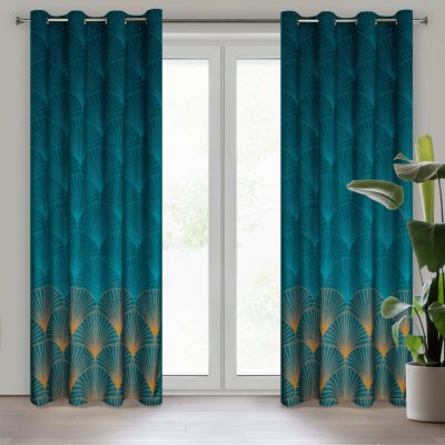 EUROFIRANY ZATEMŇOVACÍ ZÁVĚS NA KROUŽCÍCH LIMITED COLLECTION LOTOS 140X250 CM TYRKYSOVÁ – Sleviste.cz