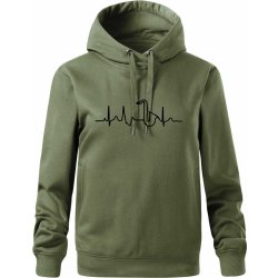 Saxofon ekg Oversized mikina dámská Moon kratší + širší Khaki