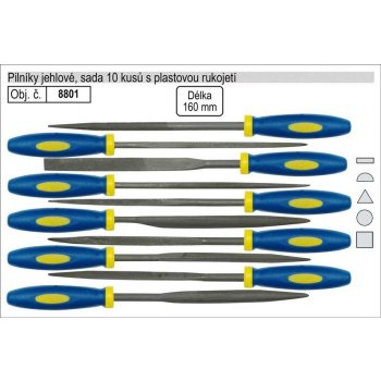 Extol pilníky jehlové s plastovou rukojetí, sada 10ks