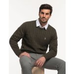 U.S. Polo Assn. pánský svetr Cable Crew olivový – Zboží Dáma