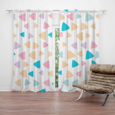 Sablio Závěs Barevné trojúhelníčky: 2ks 140x250cm – Hledejceny.cz